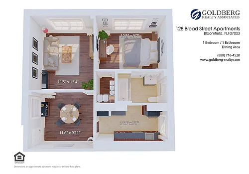 Floor plan One Bedroom Dining Area