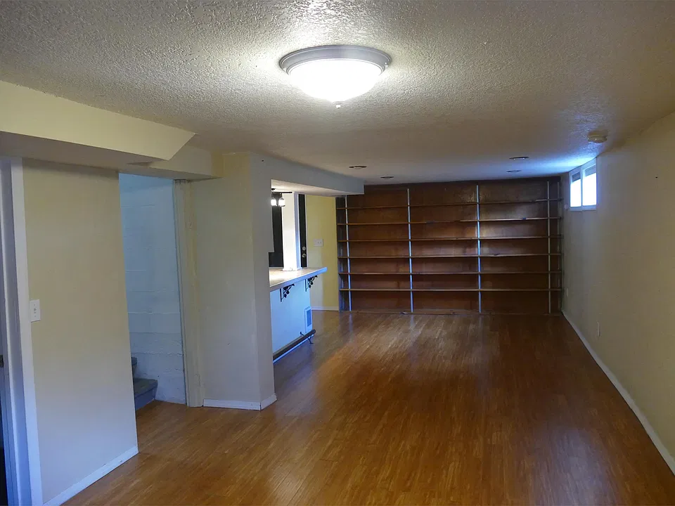 Living Room with built in shelving
