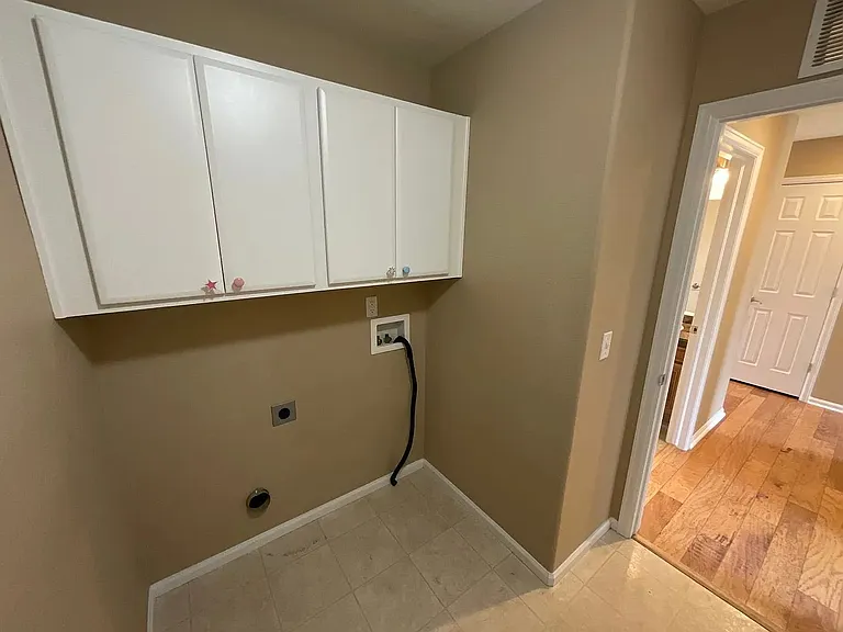 Laundry with electric hookups for washer and dryer