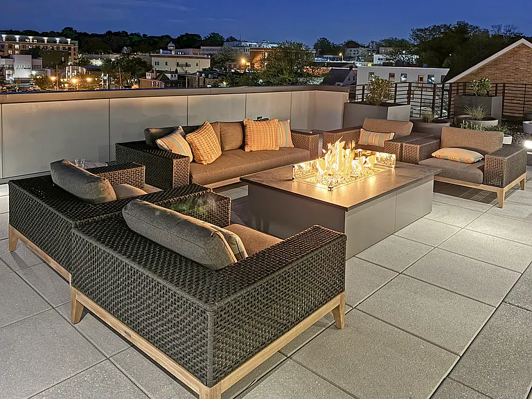 Rooftop deck with firepit