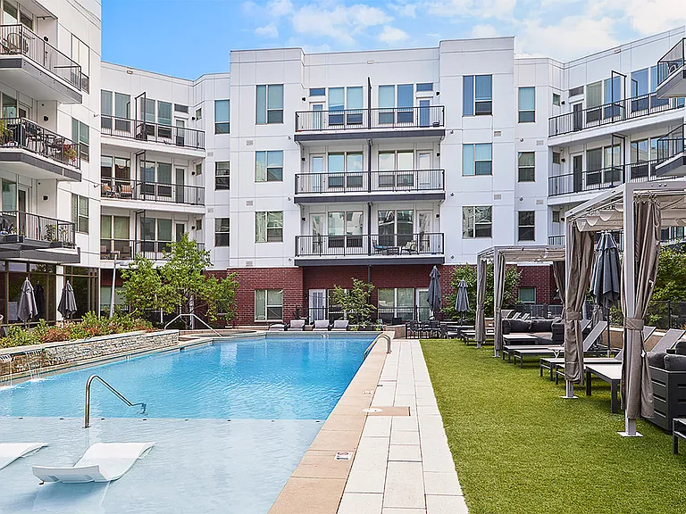 Apartment community resort-style pool at Griffis at Fiddler's Green in Centennial, Colorado.