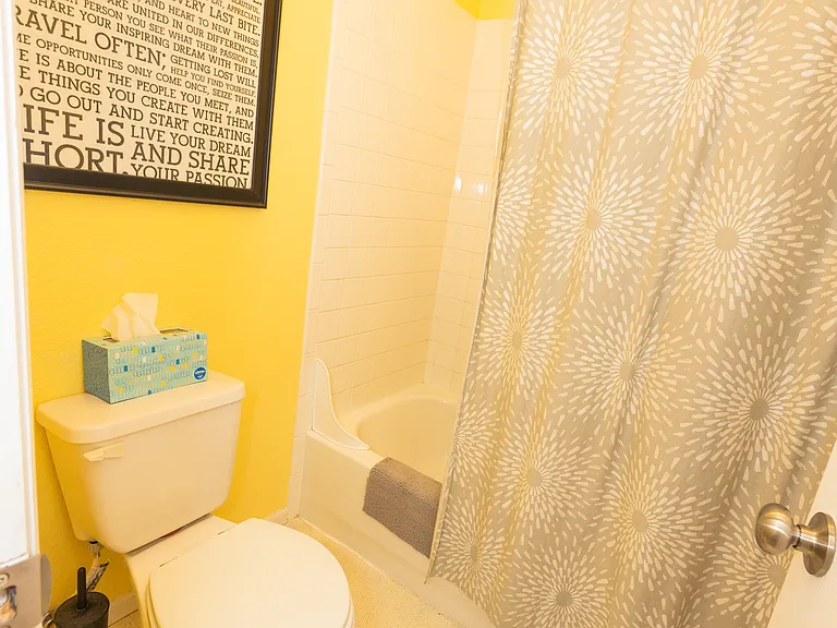 ensuite bathroom (new paint, vinyl floors)