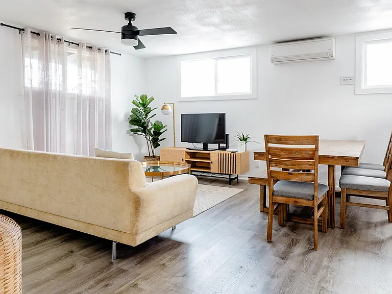Gather around your cozy living room equipped with high powered air conditioning.