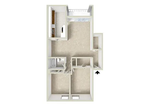 Floor plan 2BR-1BA