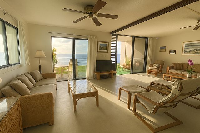 23' living room or 1st bedroom and living room divided by a Shoji screen. It has a queen size day bed not shown