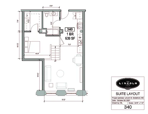 Floor plan 1 Bedroom - 1 Bath