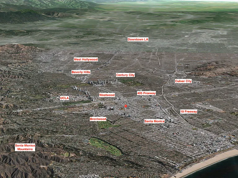 Proximity of building relative to local landmarks. Property is denoted by red pin.