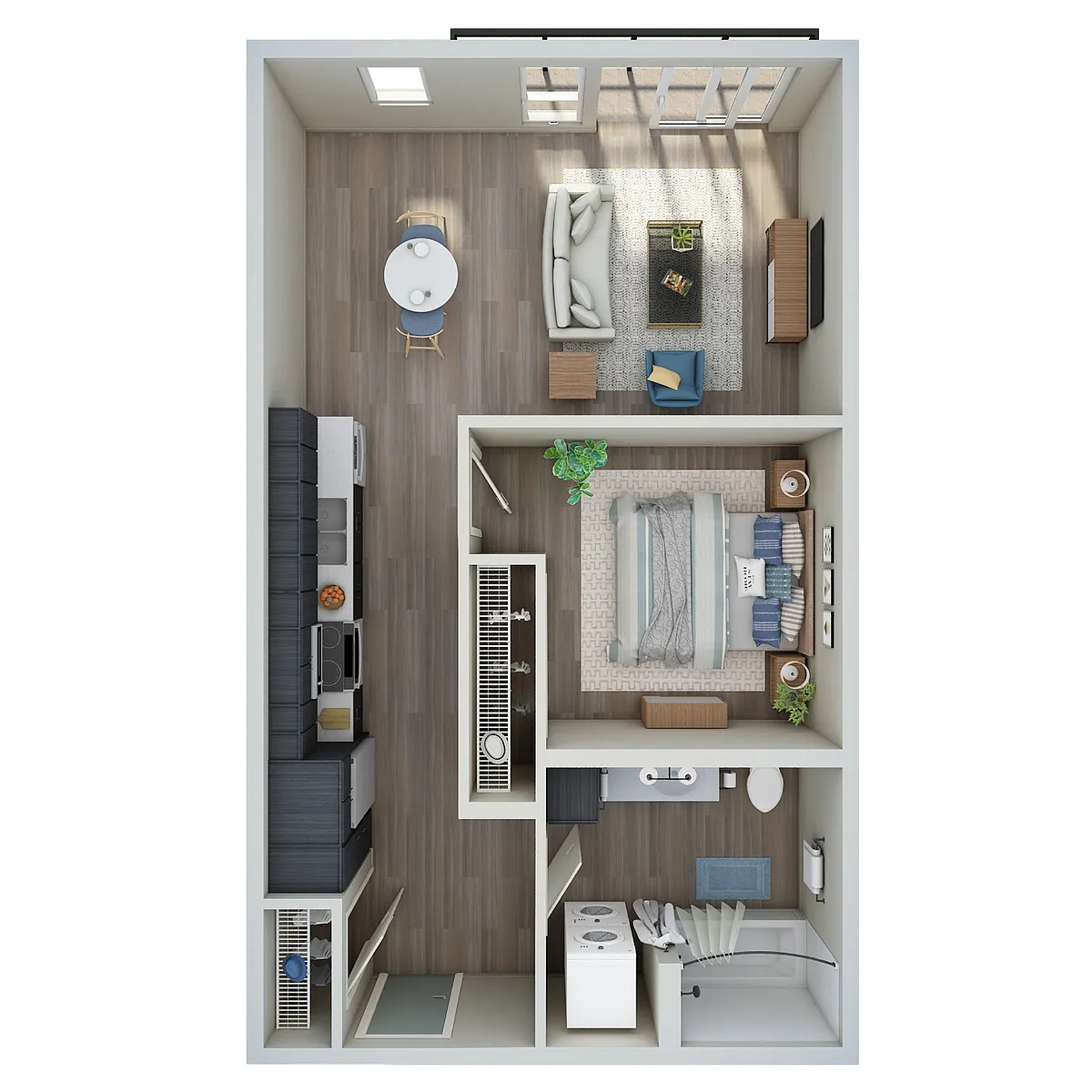 Floor plan Open 1 Bed, 1 Bath - H
