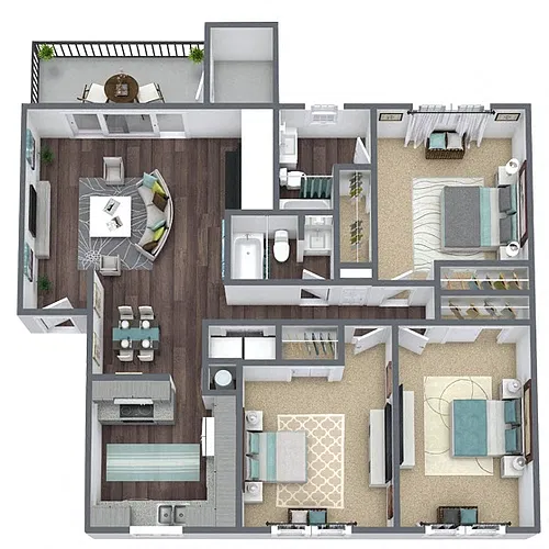 Floor plan C2: 3 Bed 2 Bath