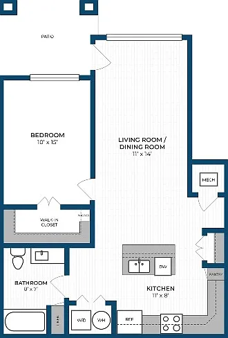 Floor Plan 1A | Seasons at Mount Pleasant | Apartments in Mount Pleasant, WI Floor Plan 1A | Seasons at Mount Pleasant | Apartments in Mount Pleasant, WI