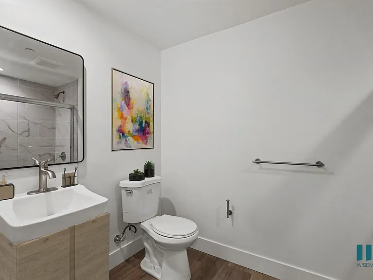 Bathroom with Shower Bath and Vanity Cabinet Storage