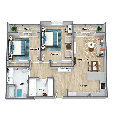 Floor plan The Cannery - Two Bedroom