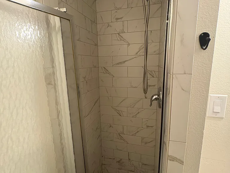 Newly remodeled shower in bathroom #2, across the hall from Master Bedroom