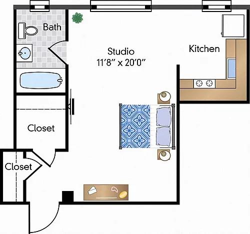 Floor plan Renovated Studio 07 Tier