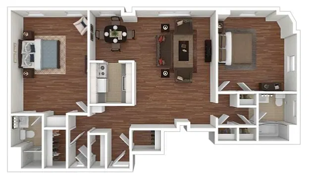 Floor plan Shaker 2 Bed 2 Bath
