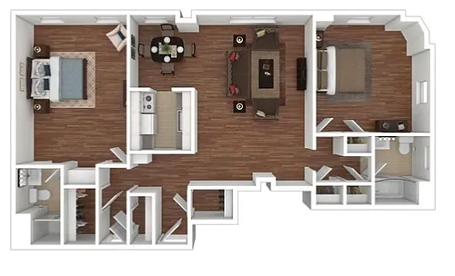Floor plan Shaker 2 Bed 2 Bath