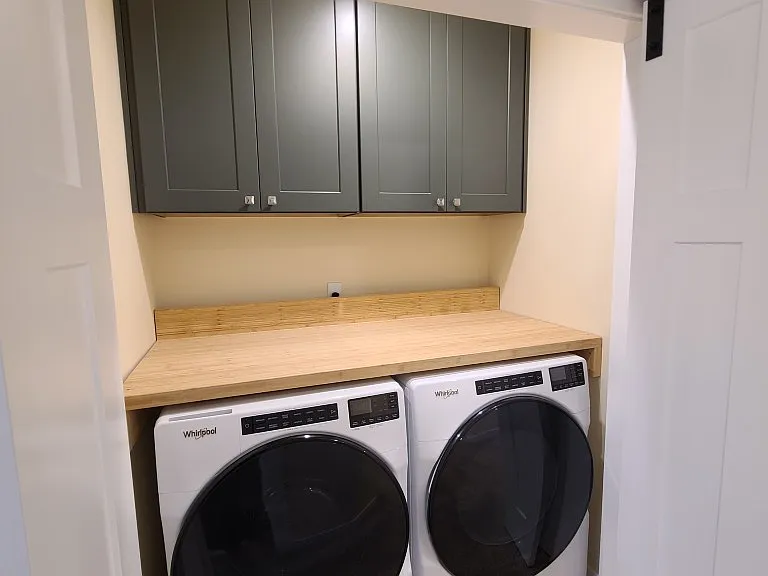 Custom Laundry room with barn doors and custom countertop