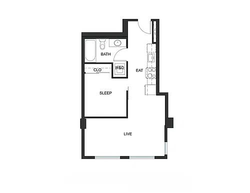 Floor plan Urban 1 Bedroom - U1 - Iron Flats