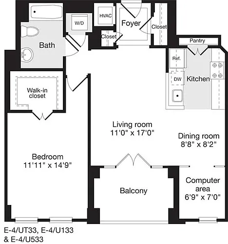 Floor plan 1 Bedroom Z