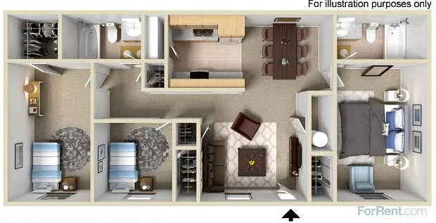 Floor plan 3 Bedroom 2 Bath Large