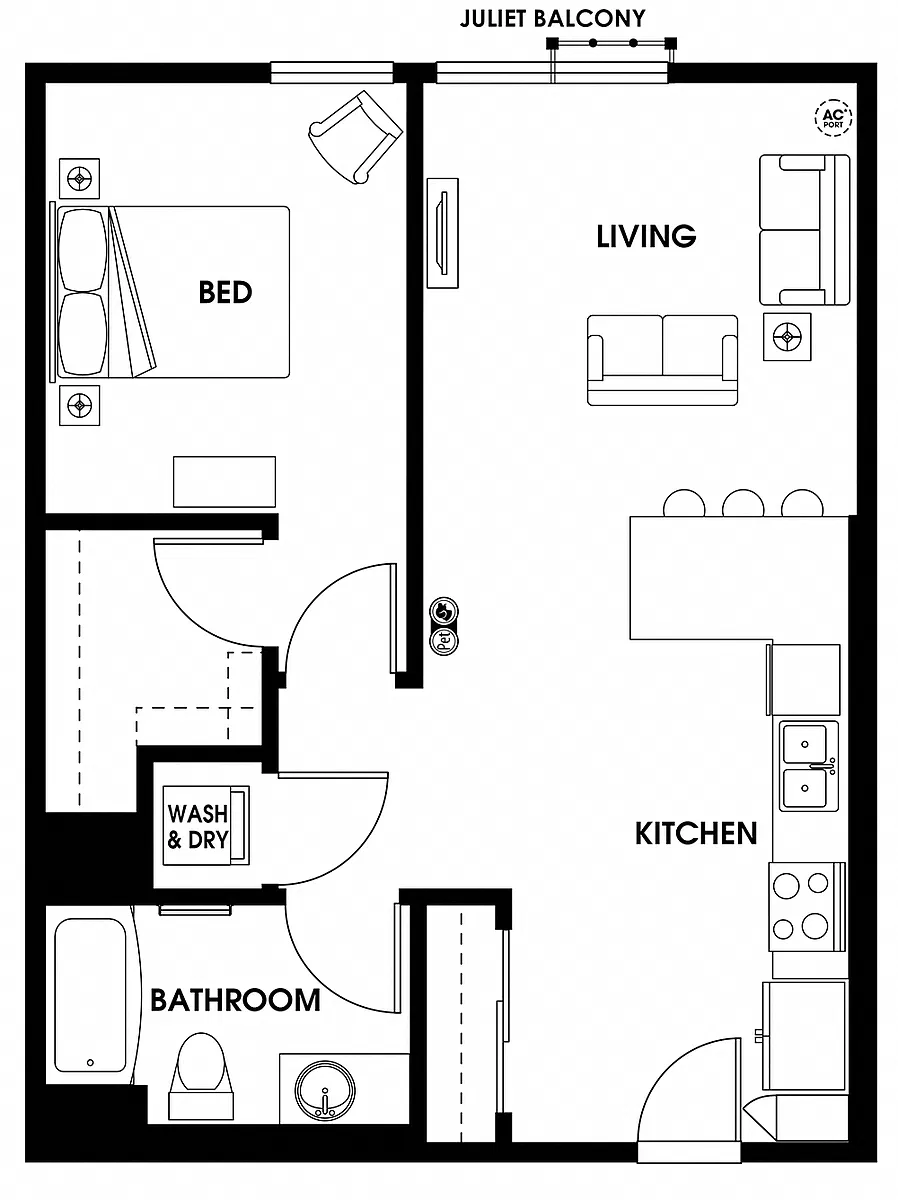 Floor plan One Bedroom A6
