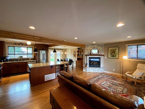 Open kitchen, living, dining