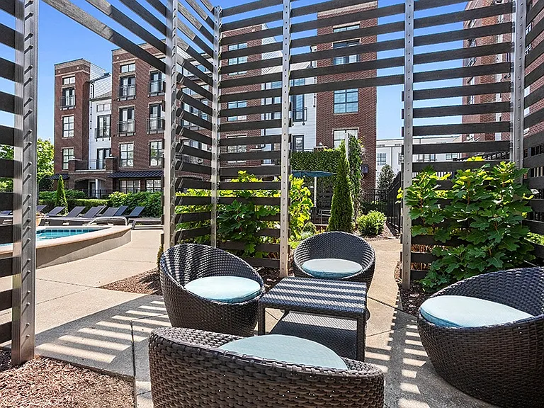 Outdoor poolside lounge