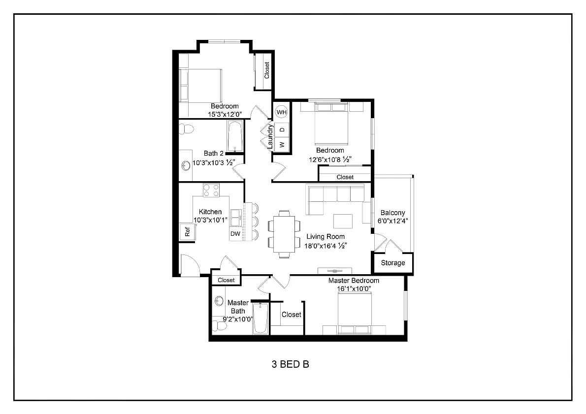 Floor plan 3 Bed B