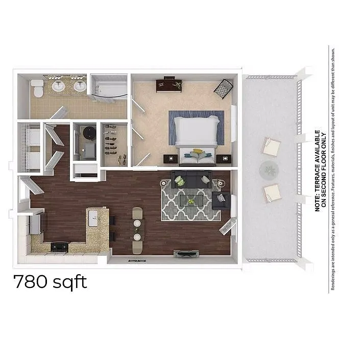 Floor plan 1 Bedroom/1 Bathroom 780-915