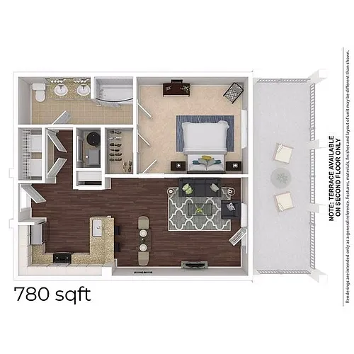 Floor plan 1 Bedroom/1 Bathroom 780-915