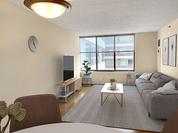 Apartment living area (virtually staged)