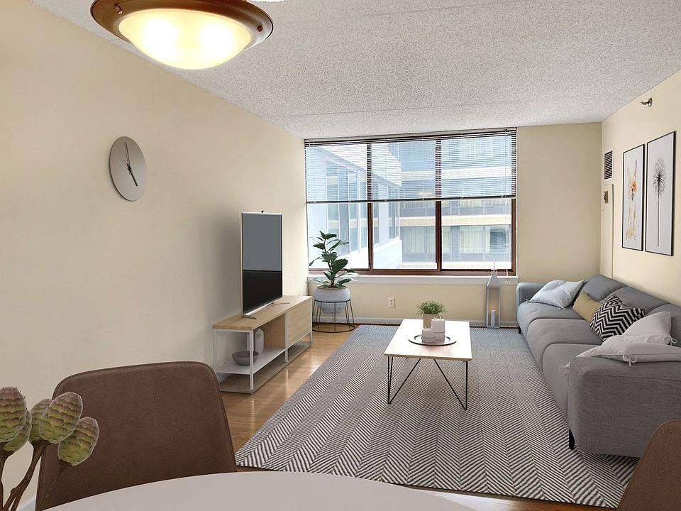 Apartment living area (virtually staged)