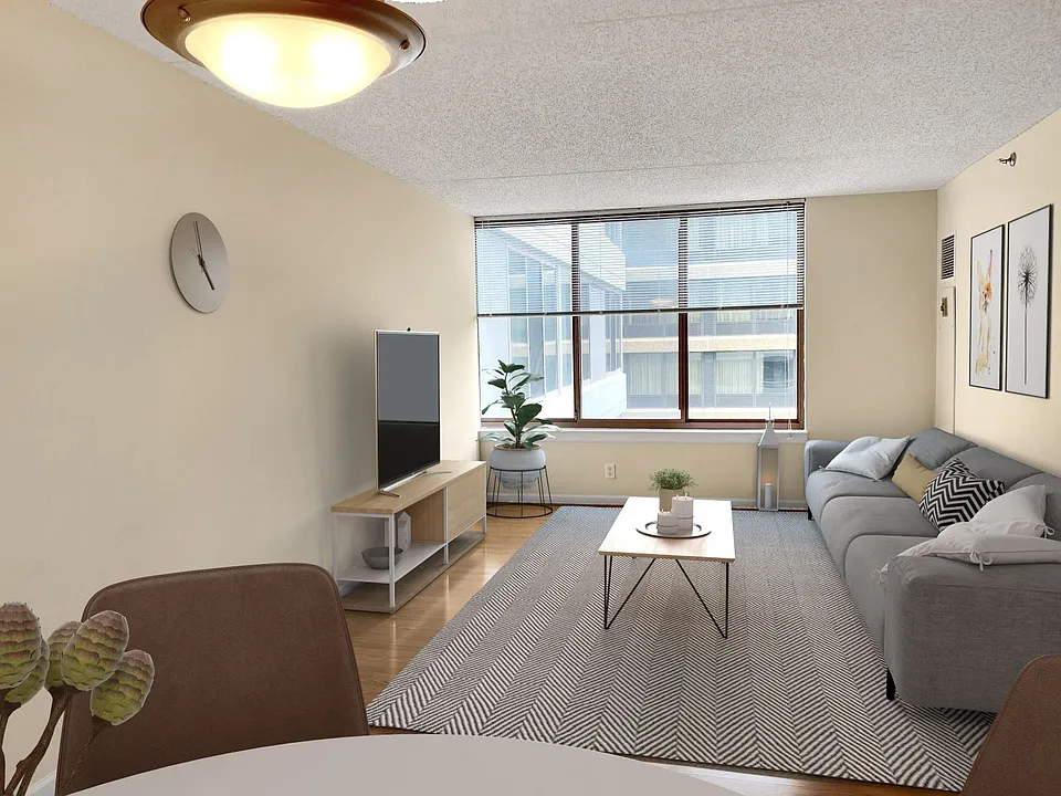 Apartment living area (virtually staged)