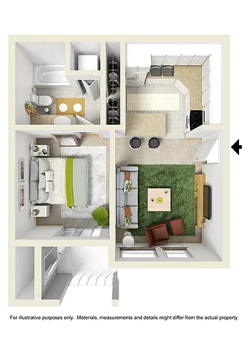 Floor plan Studio One Bed