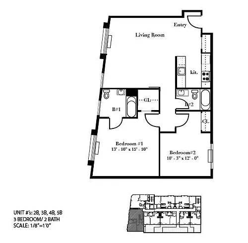Floor plan 2B - 5B