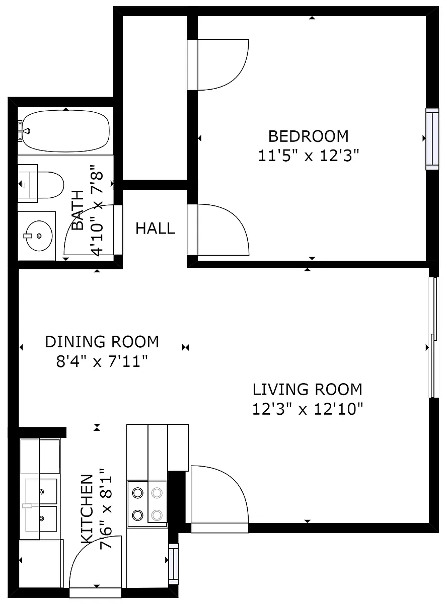 Floor plan 1 bedroom 1 bath