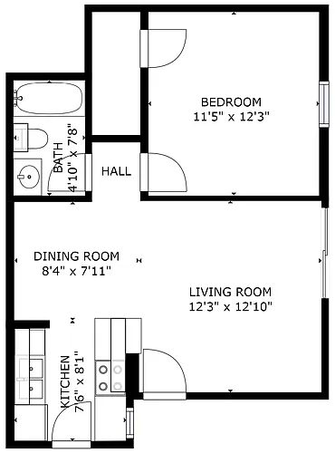 Floor plan 1 bedroom 1 bath