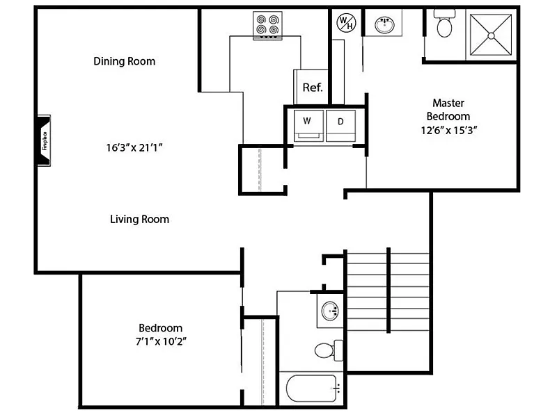 Floor plan 2 Bedroom 2 Bathroom Apartment