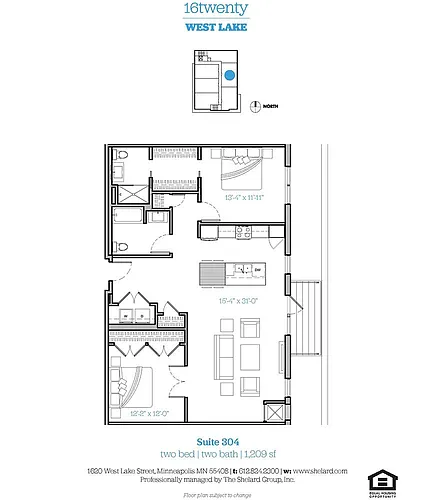 Floor plan Unit 304 - East View