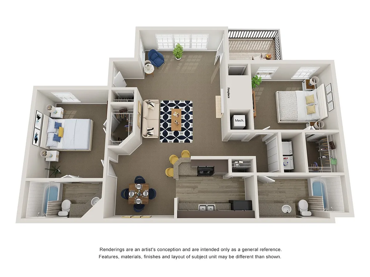 Floor plan 2 Bedroom Two Bathroom Upgraded