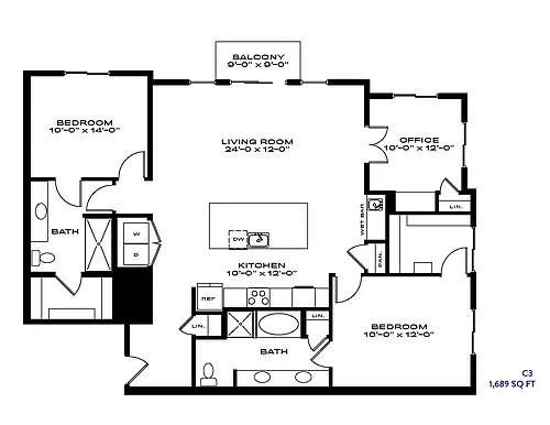 Floor plan 3 Bed/2 Bath