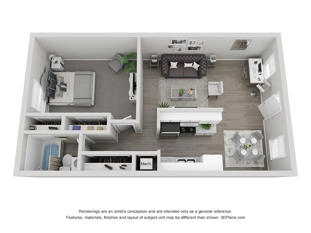 Floor plan 1 Bedroom Garden