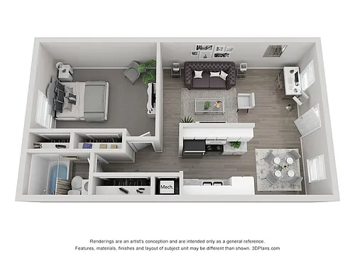 Floor plan 1 Bedroom Garden