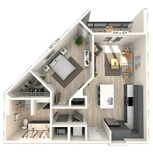 Floor plan A4 1x1 728 SF-FP