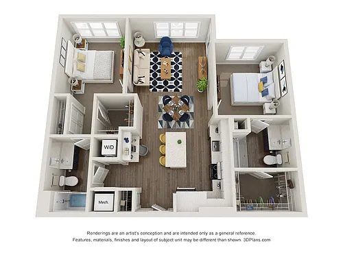 Floor plan B3.6 2x2 1132 SF