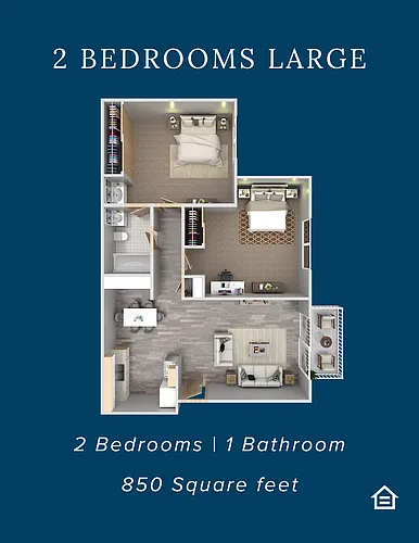 Floor plan 2 BD 1 BA Large