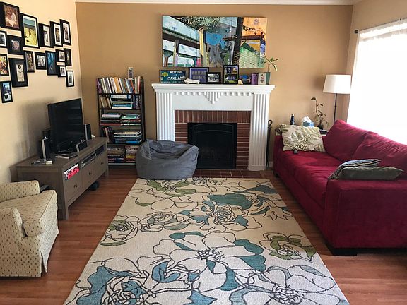 Living room with working fireplace