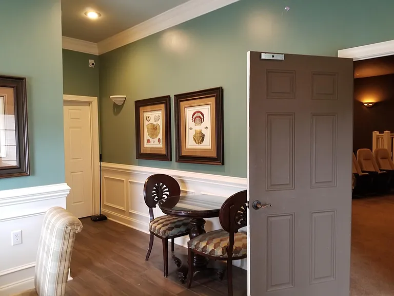 Outside of theater room