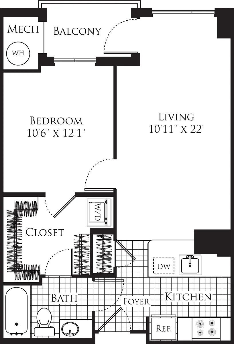 Floor plan 1 Bedroom- 662