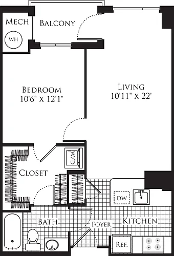 Floor plan 1 Bedroom- 662